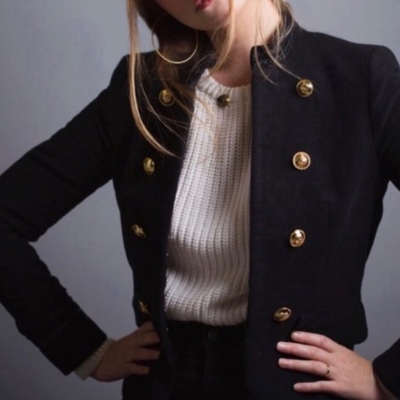 Zara Military Jacket Fitted Gold Button Blazer - Picture 10 of 10